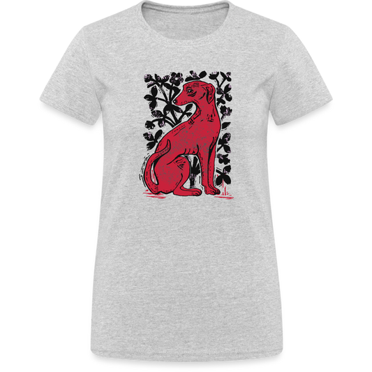 Frauen Gildan Heavy T-Shirt - “Medieval Dog” - Grau meliert