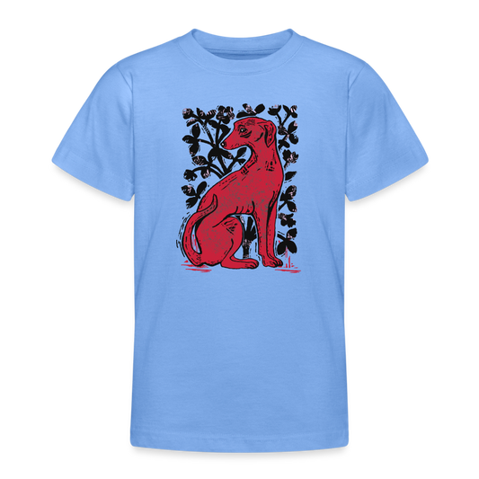Teenager T-Shirt - “Medieval Dog” - Himmelblau