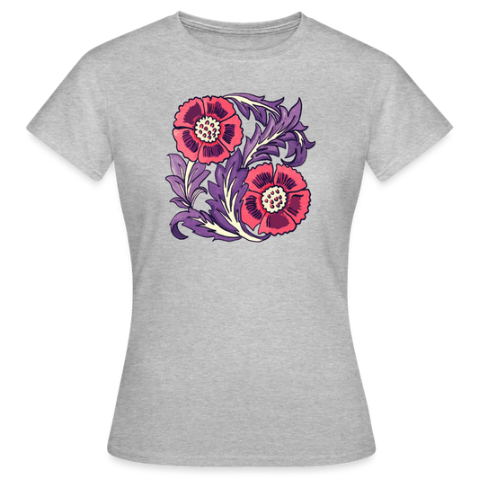 Frauen T-Shirt - “Vintage Poppy“ - Grau meliert
