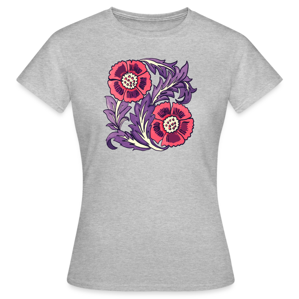 Frauen T-Shirt - “Vintage Poppy“ - Grau meliert