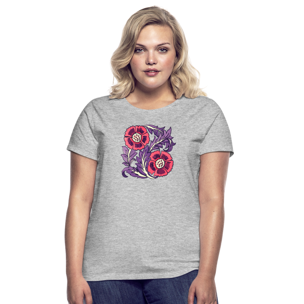 Frauen T-Shirt - “Vintage Poppy“ - Grau meliert