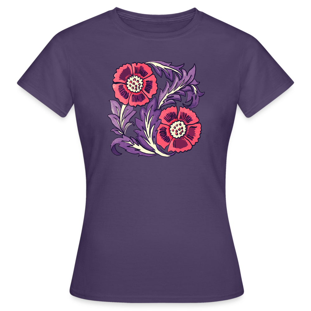 Frauen T-Shirt - “Vintage Poppy“ - Dunkellila