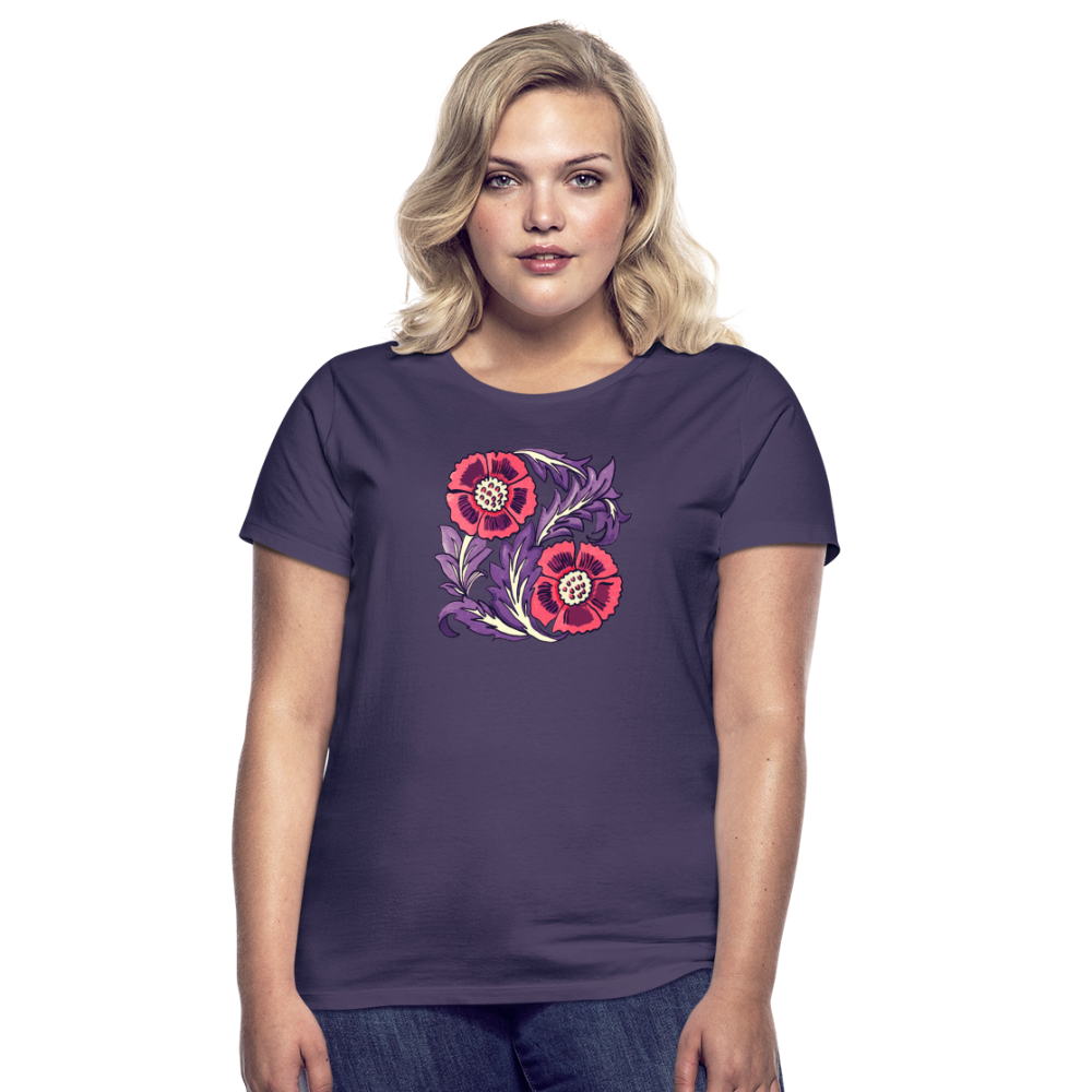 Frauen T-Shirt - “Vintage Poppy“ - Dunkellila