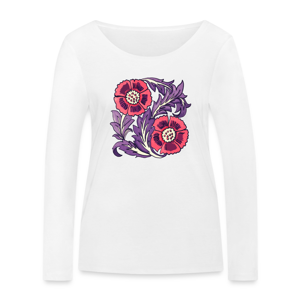 Frauen Bio-Langarmshirt - “Vintage Poppy“ - weiß