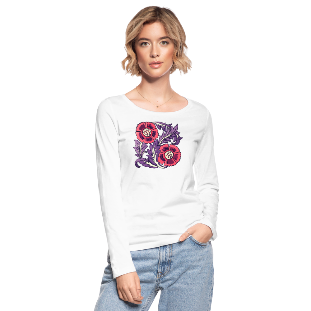 Frauen Bio-Langarmshirt - “Vintage Poppy“ - weiß