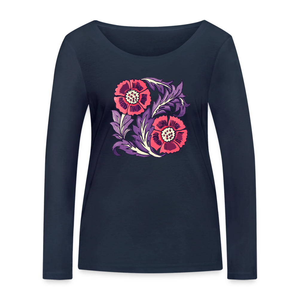 Frauen Bio-Langarmshirt - “Vintage Poppy“ - Navy