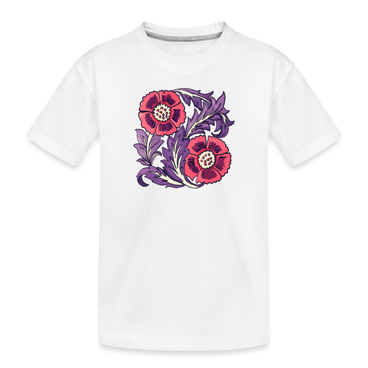 Kinder Premium Bio T-Shirt - “Vintage Poppy“ - weiß