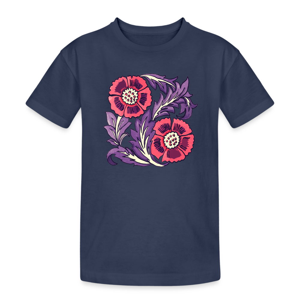 Kinder Heavy Cotton T-Shirt - “Vintage Poppy“ - Navy