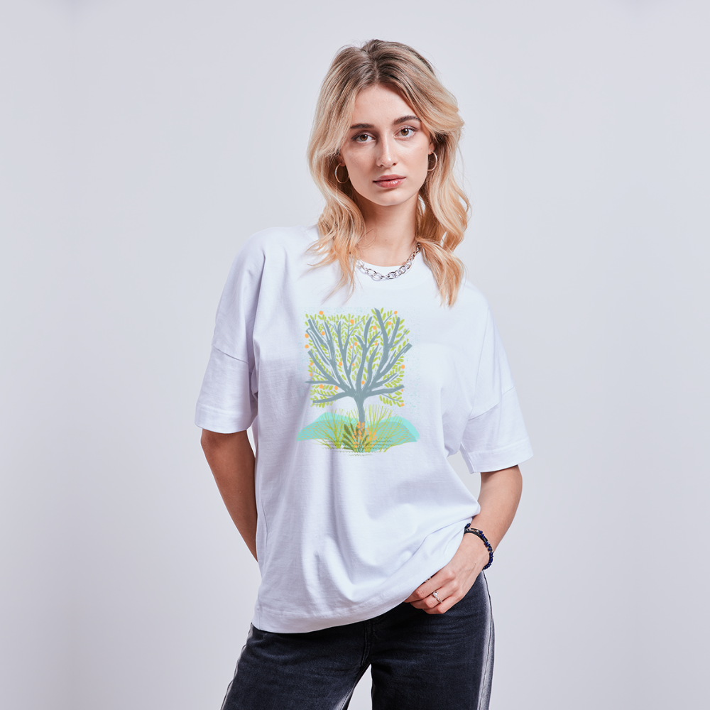 Stanley/Stella Unisex Oversize Bio-T-Shirt - “Frühlingswiese” - weiß