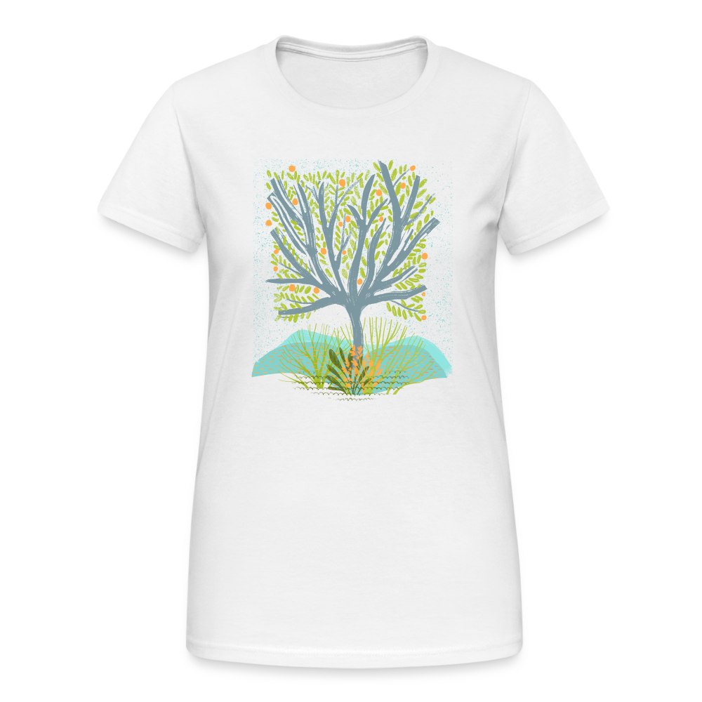 Frauen Gildan Heavy T-Shirt - “Frühlingswiese” - weiß