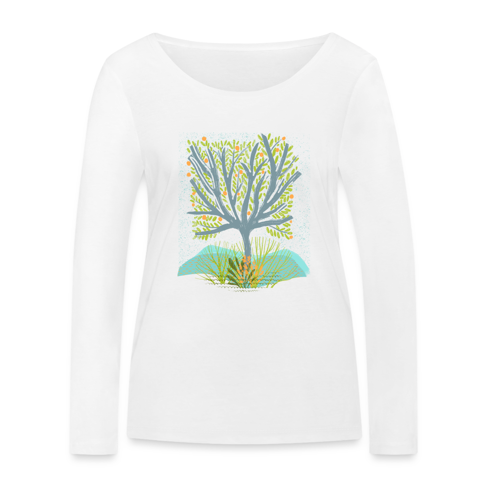 Frauen Bio-Langarmshirt - “Frühlingswiese” - weiß
