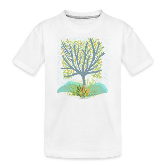 Teenager Premium Bio T-Shirt - “Frühlingswiese” - weiß