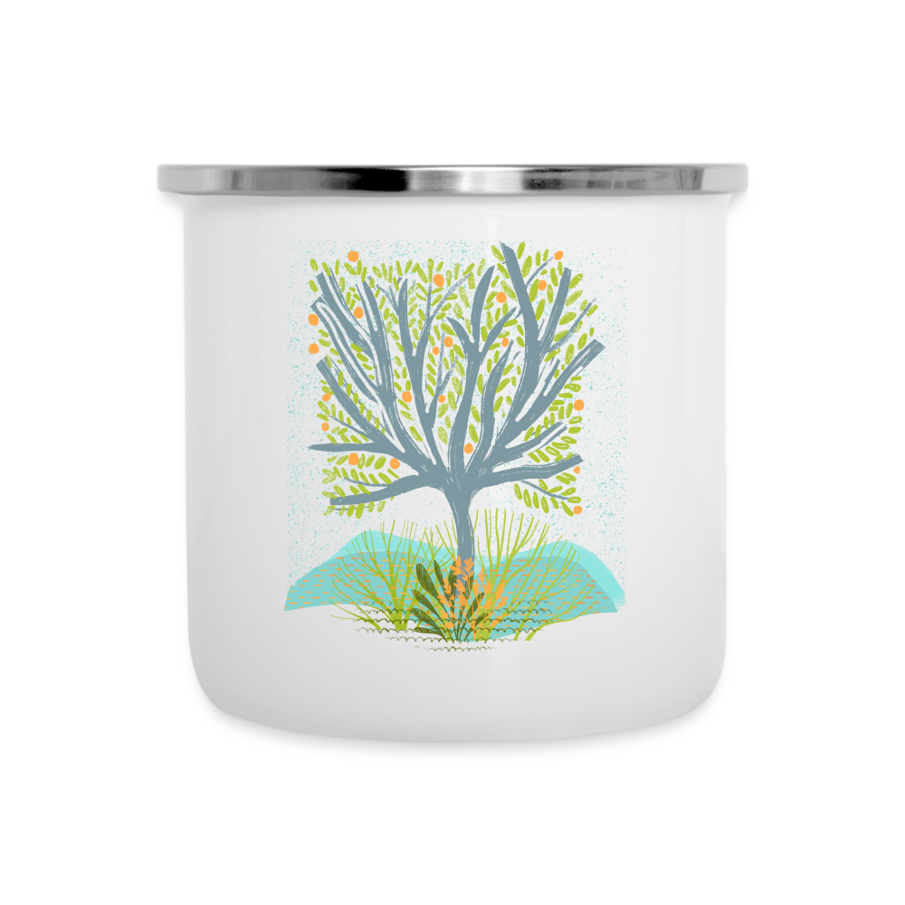 Emaille-Tasse - “Frühlingswiese” - weiß