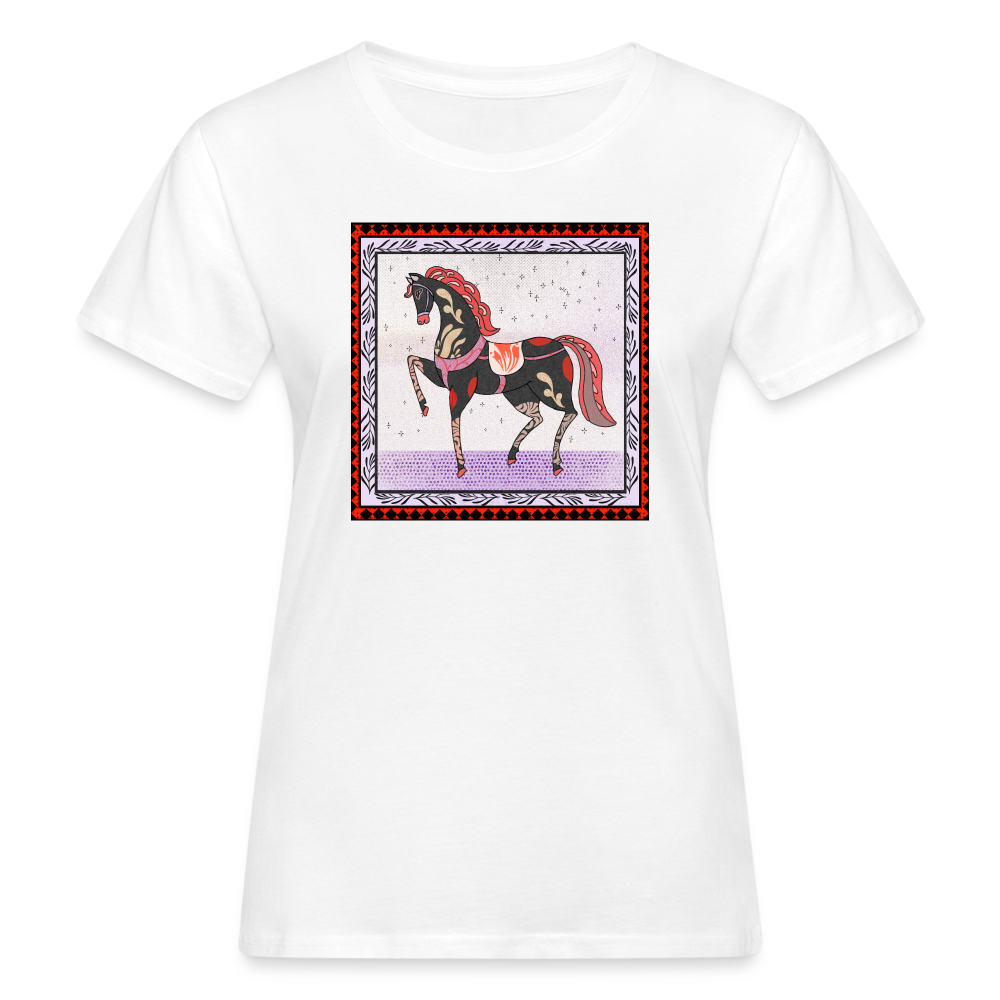 Frauen Bio-T-Shirt - "Rotes Pferd" - weiß