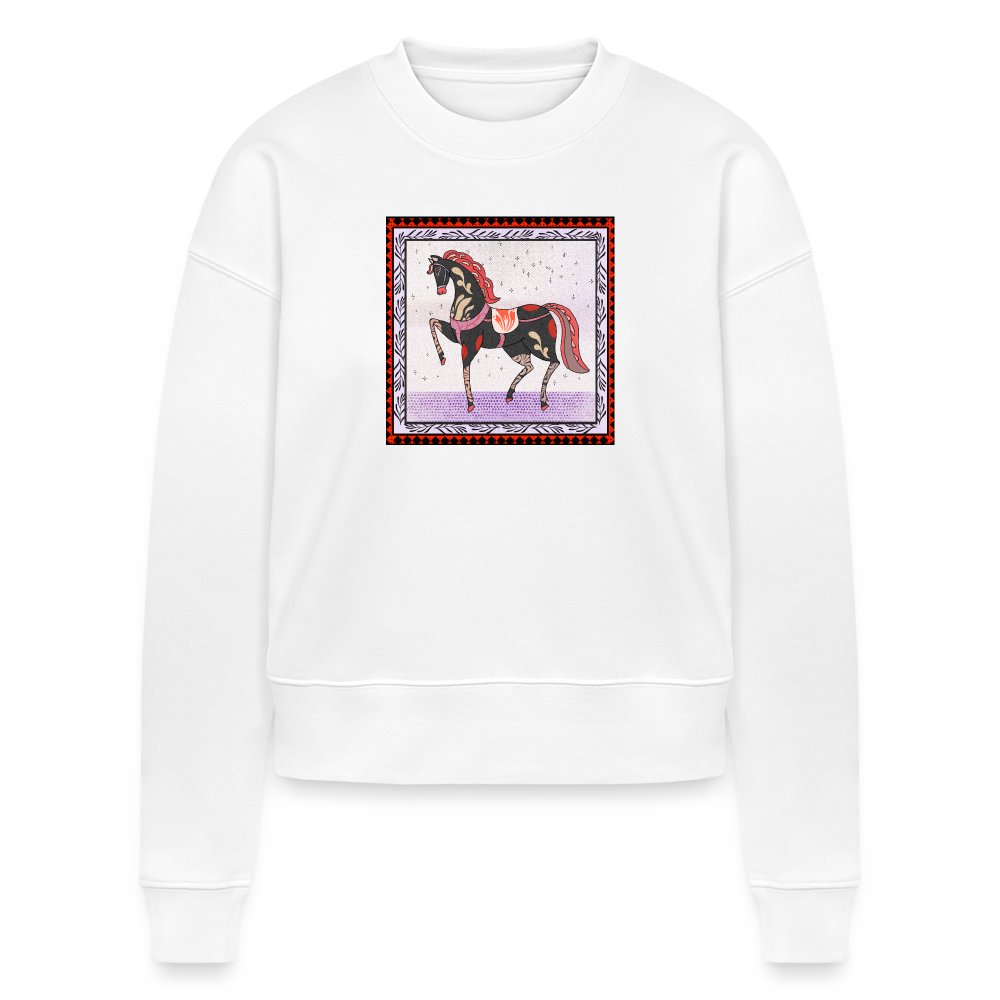 Stanley/Stella Frauen Bio Sweatshirt - "Rotes Pferd" - weiß