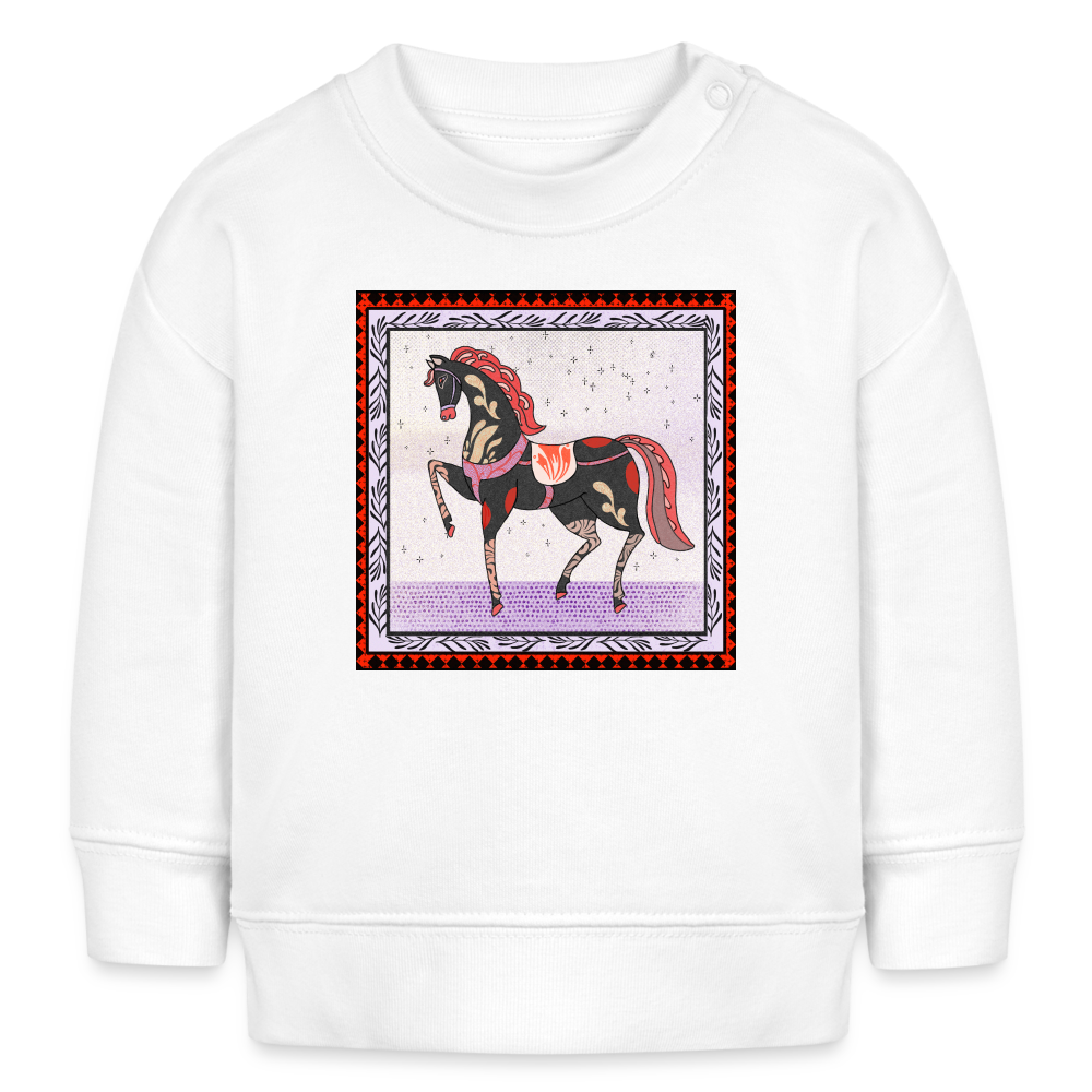 Stanley/Stella Bio-Sweatshirt - "Rotes Pferd" - weiß