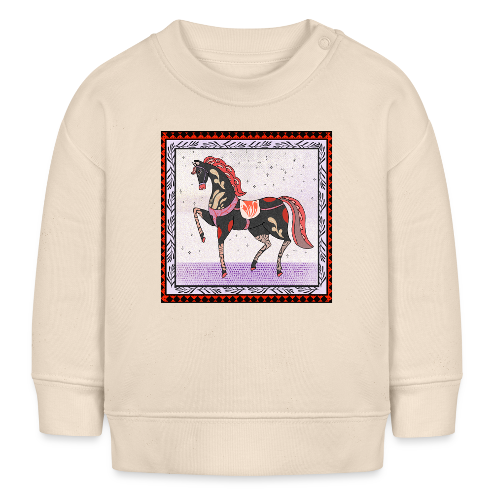 Stanley/Stella Bio-Sweatshirt - "Rotes Pferd" - Naturweiß