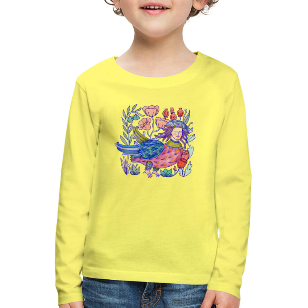 Kinder Premium Langarmshirt - “Bunte Sirin” - Gelb
