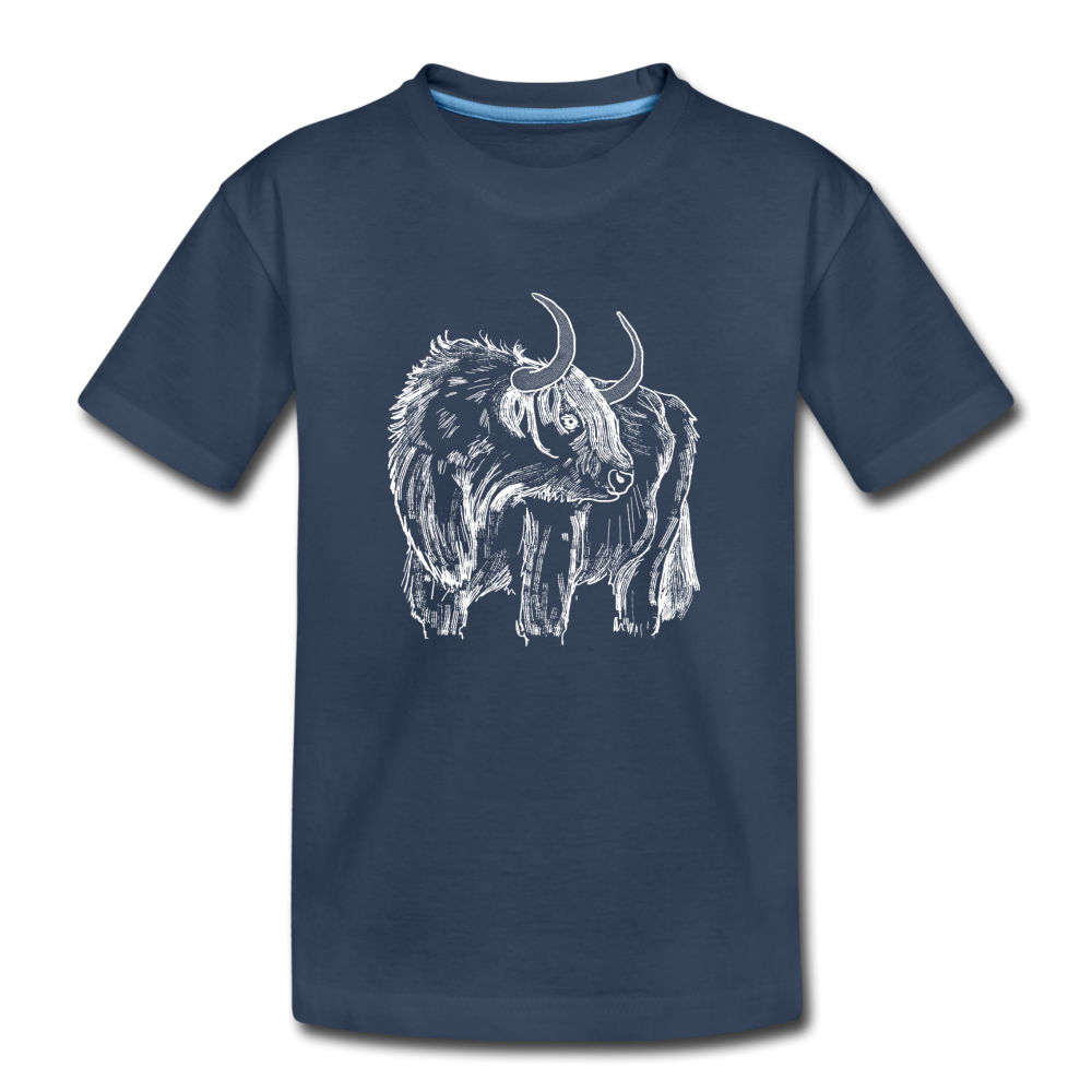 Highland Rind - Teenager Premium Bio T-Shirt - Hinter dem Mond