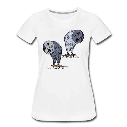 Staunende Eulen - Frauen Premium Bio T-Shirt - Hinter dem Mond