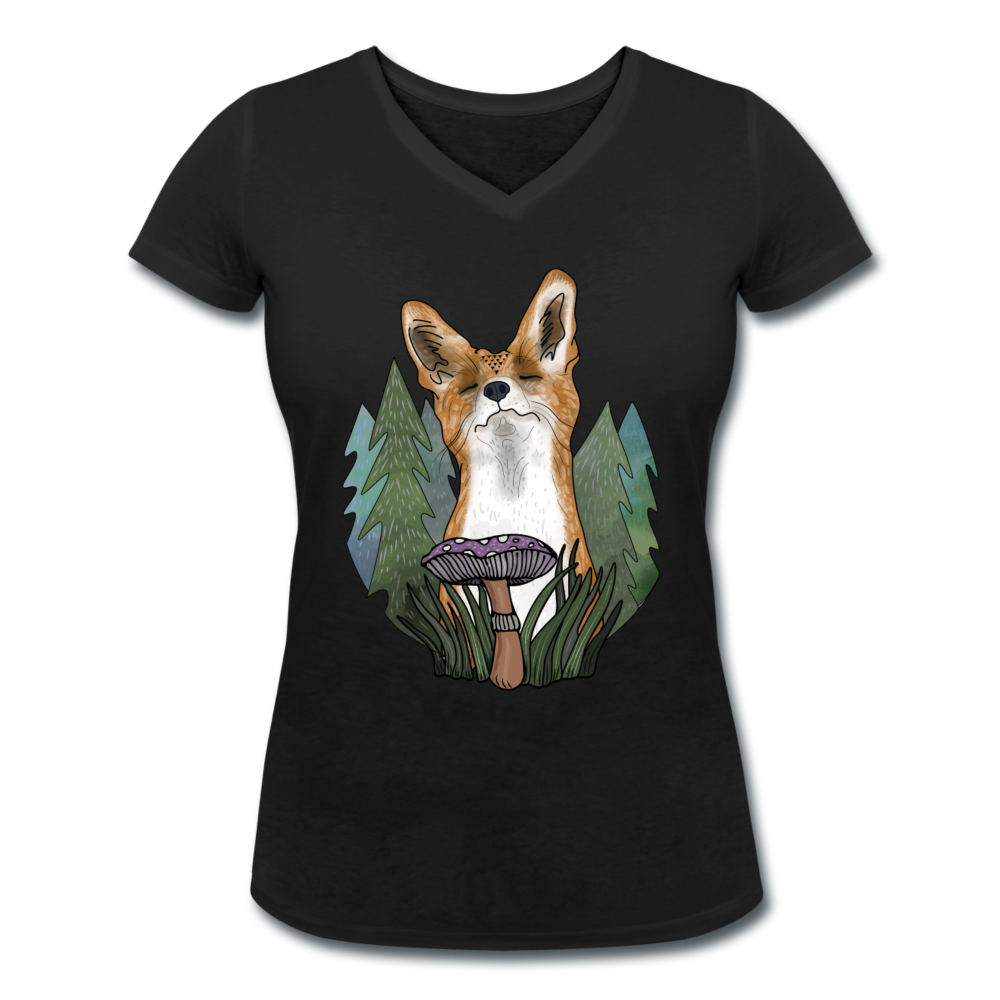 Glücklicher Fuchs - Frauen Bio-T-Shirt mit V-Ausschnitt von Stanley & Stella - Hinter dem Mond