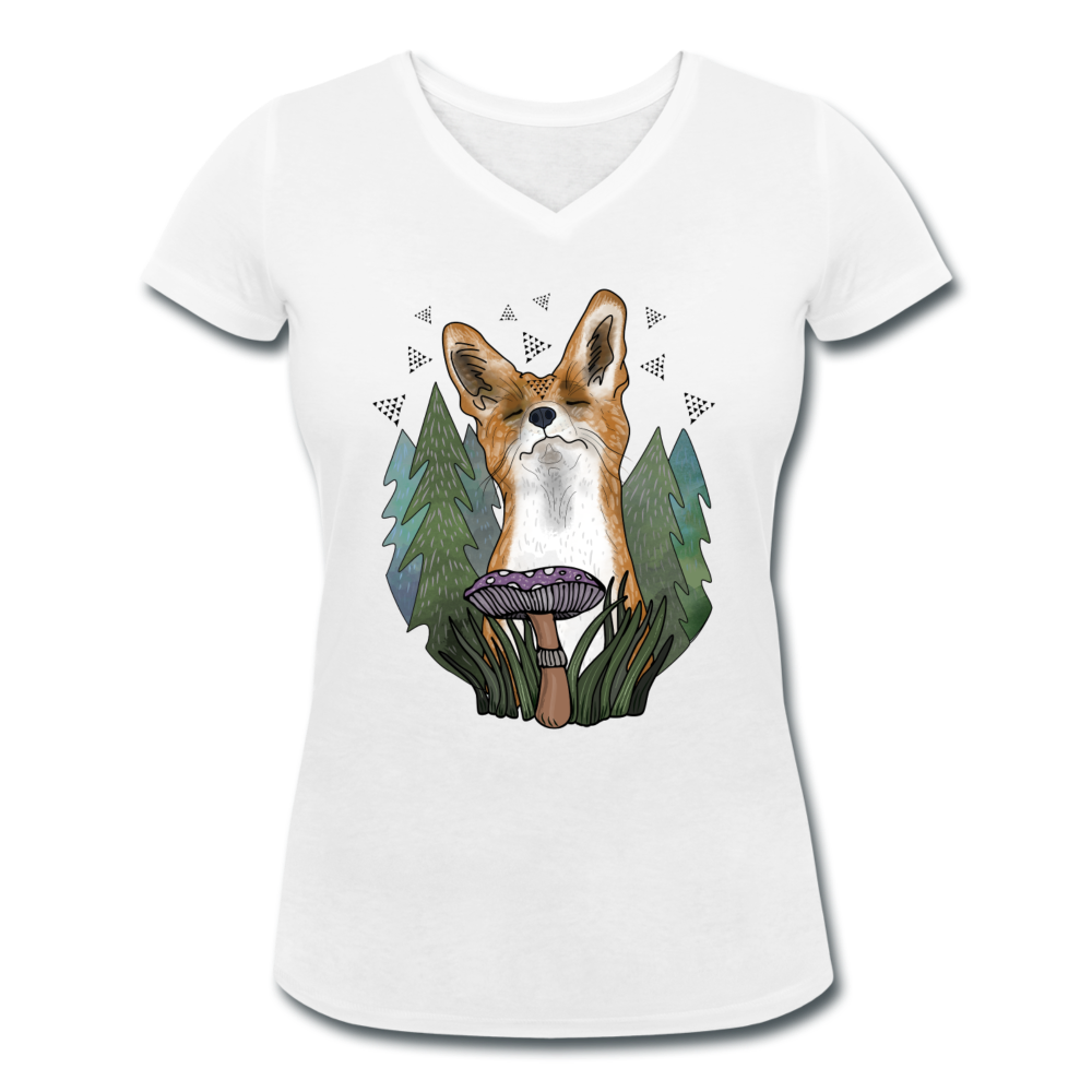 Glücklicher Fuchs - Frauen Bio-T-Shirt mit V-Ausschnitt von Stanley & Stella - Hinter dem Mond