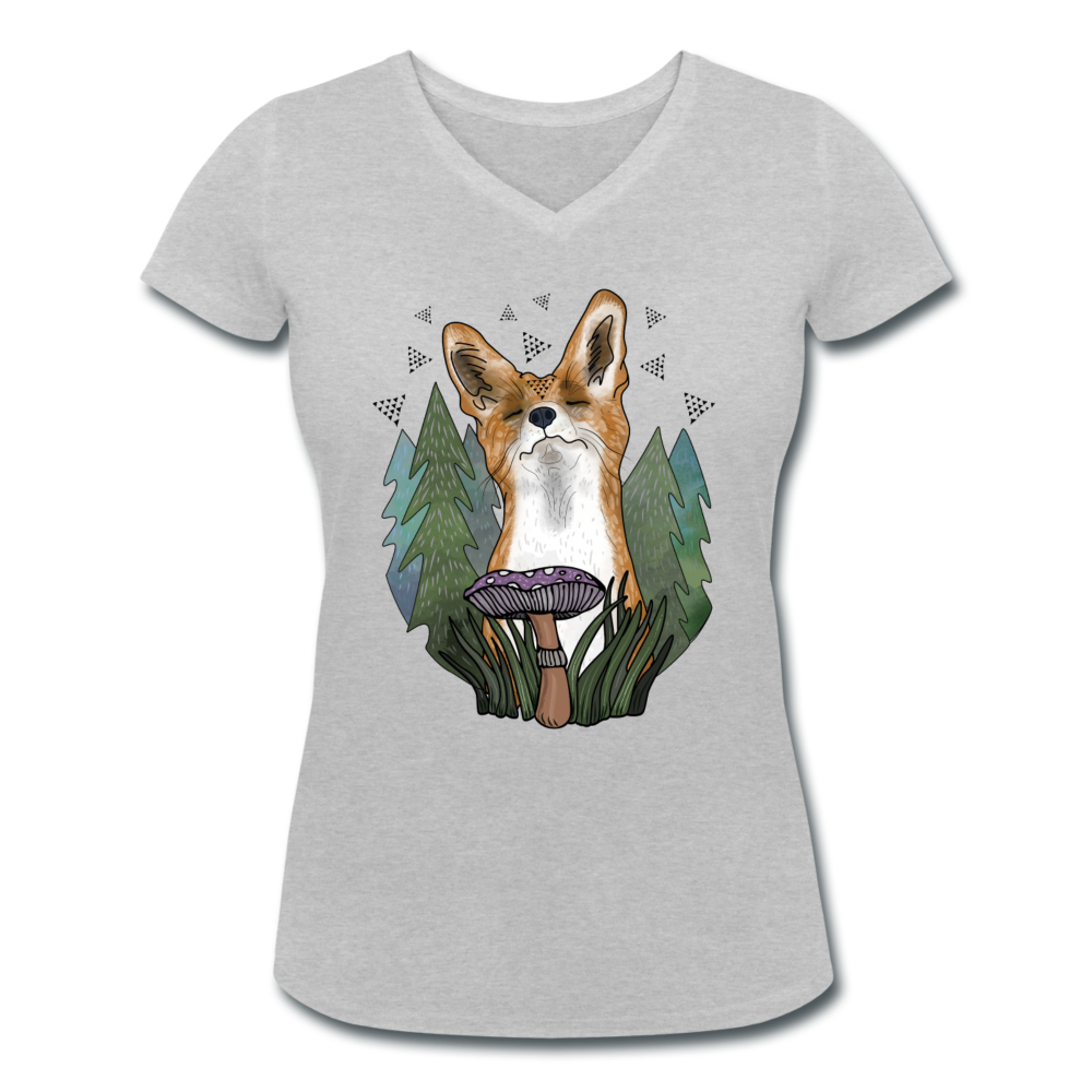 Glücklicher Fuchs - Frauen Bio-T-Shirt mit V-Ausschnitt von Stanley & Stella - Hinter dem Mond