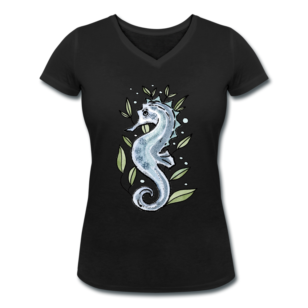 Seepferdchen mit Meerespflanzen - Frauen Bio-T-Shirt mit V-Ausschnitt von Stanley & Stella - Hinter dem Mond