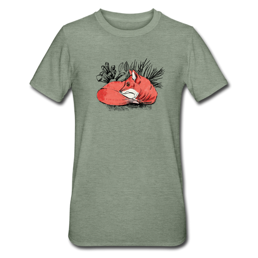 Unisex Polycotton T-Shirt - "Ruhender Fuchs" - Hinter dem Mond
