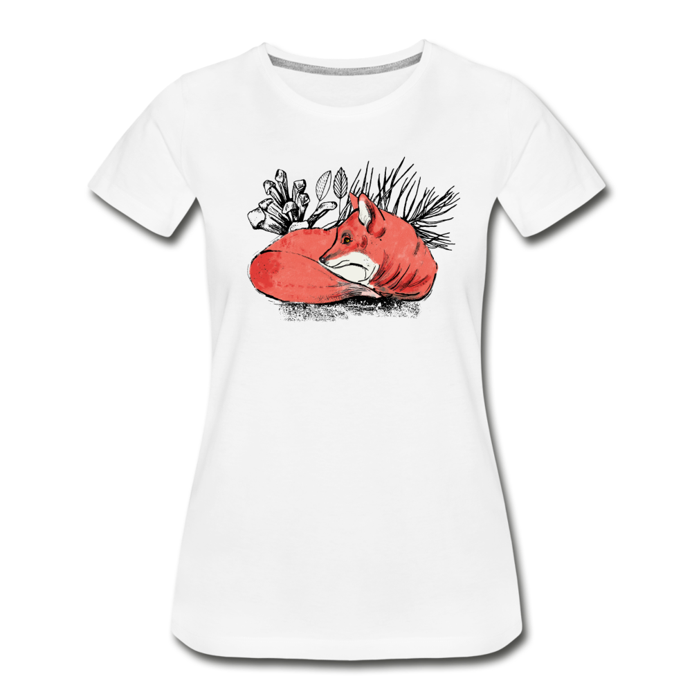Frauen Premium Bio T-Shirt "Ruhender Fuchs" - Hinter dem Mond