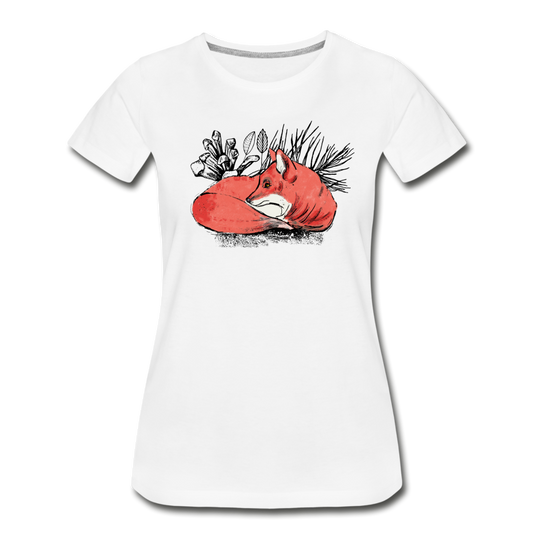 Frauen Premium Bio T-Shirt "Ruhender Fuchs" - Hinter dem Mond