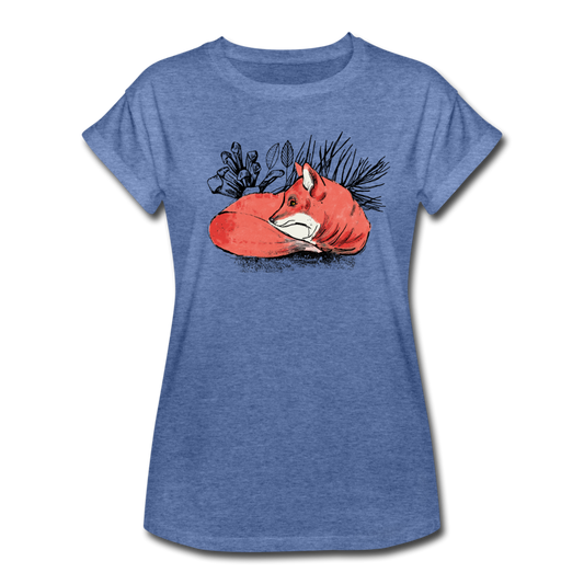 Frauen Oversize T-Shirt - "Ruhender Fuchs" - Hinter dem Mond