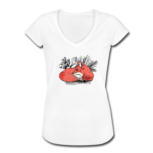 Frauen Vintage T-Shirt - "Ruhender Fuchs" - Hinter dem Mond