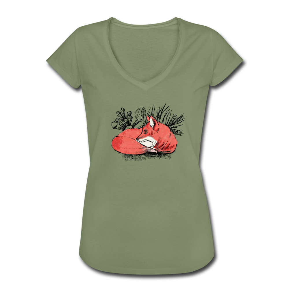 Frauen Vintage T-Shirt - "Ruhender Fuchs" - Hinter dem Mond