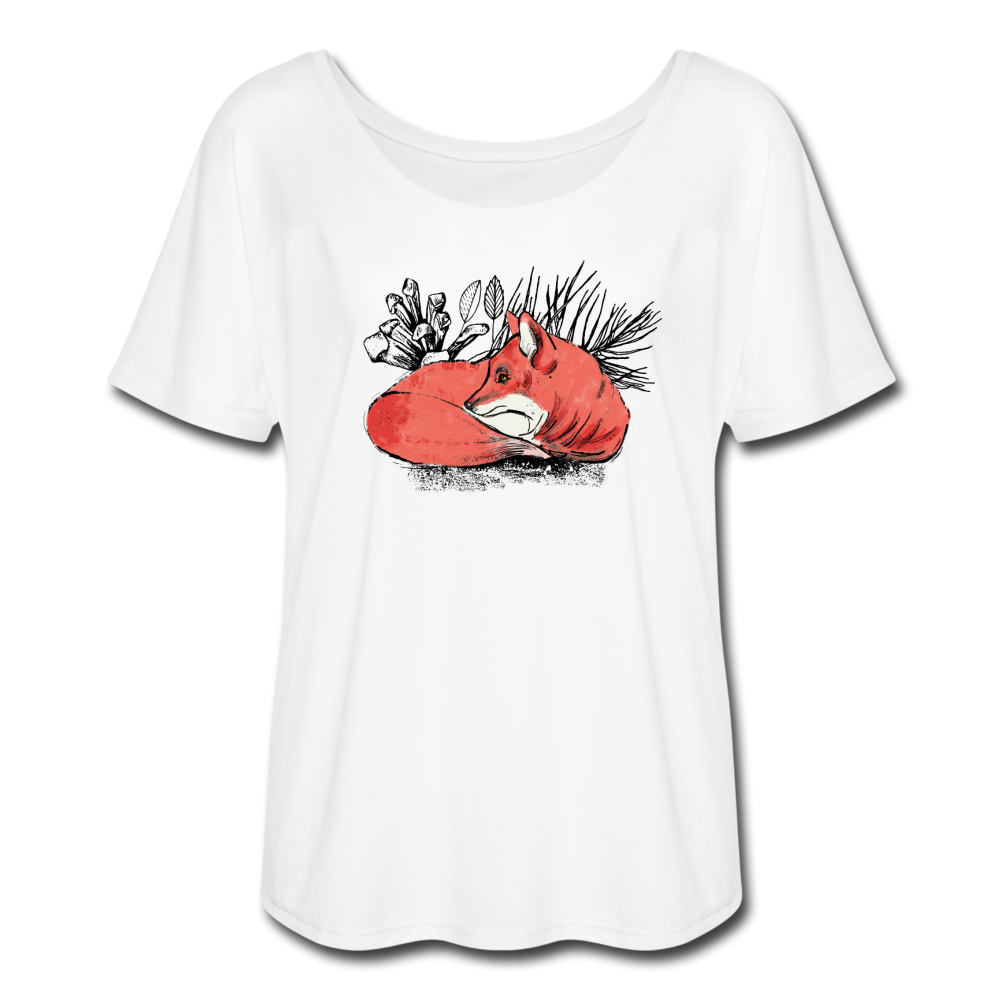Frauen T-Shirt mit Fledermausärmeln - "Ruhender Fuchs" - Hinter dem Mond