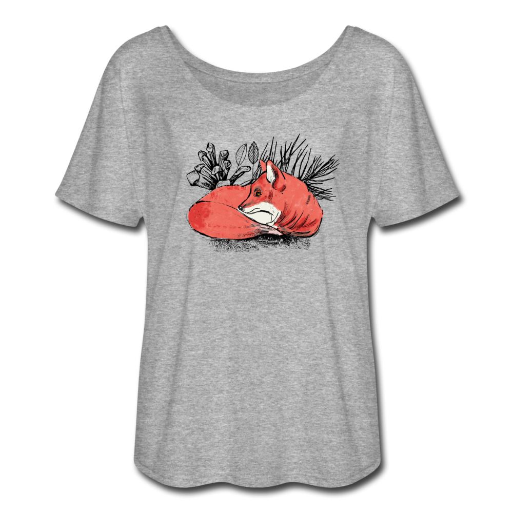 Frauen T-Shirt mit Fledermausärmeln - "Ruhender Fuchs" - Hinter dem Mond