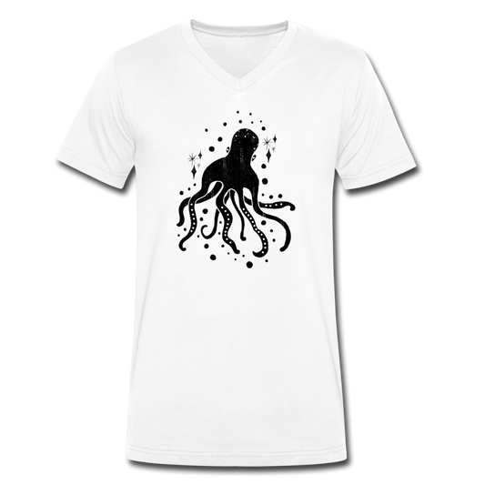 Männer Bio-T-Shirt mit V-Ausschnitt - "Sternen-Oktopus" - Hinter dem Mond