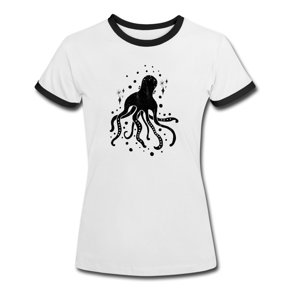 Frauen Kontrast-T-Shirt - "Sternen-Oktopus" - Hinter dem Mond