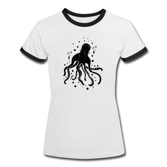 Frauen Kontrast-T-Shirt - "Sternen-Oktopus" - Hinter dem Mond