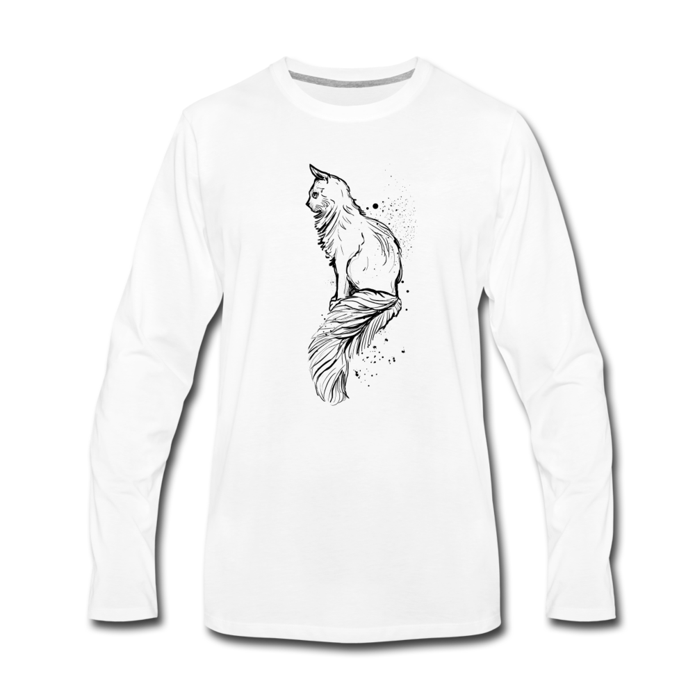 Männer Premium Langarmshirt "Elegante Katze" - Hinter dem Mond
