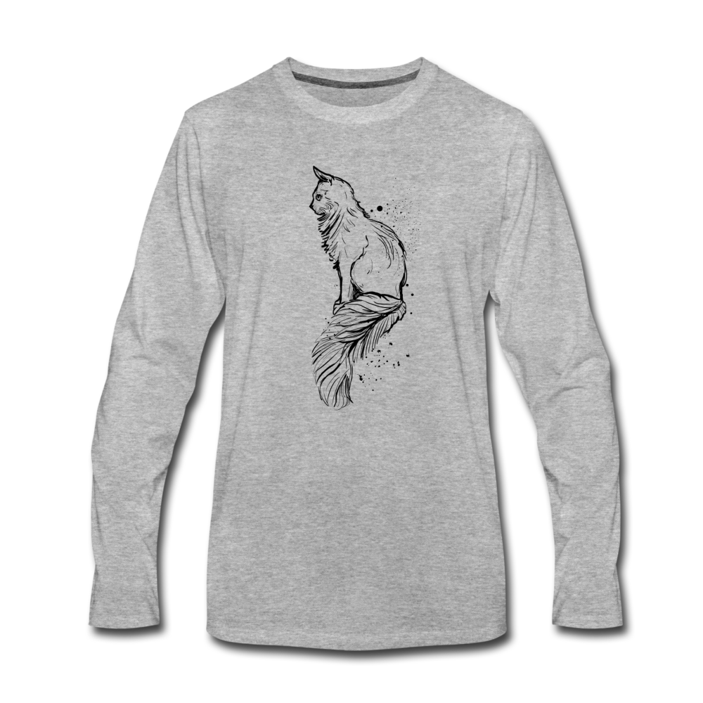 Männer Premium Langarmshirt "Elegante Katze" - Hinter dem Mond