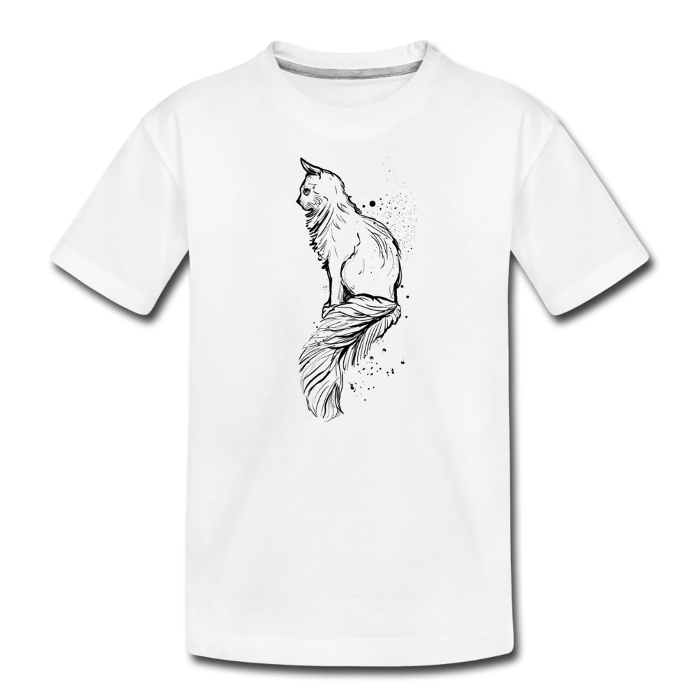 Teenager Premium Bio T-Shirt - "Elegante Katze" - Hinter dem Mond
