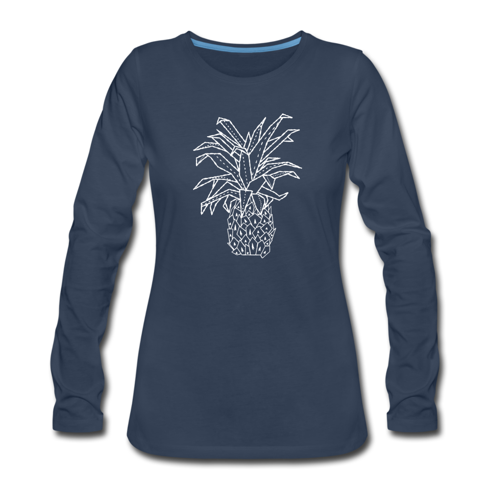 Frauen Premium Langarmshirt "Grafische Ananas" - Hinter dem Mond