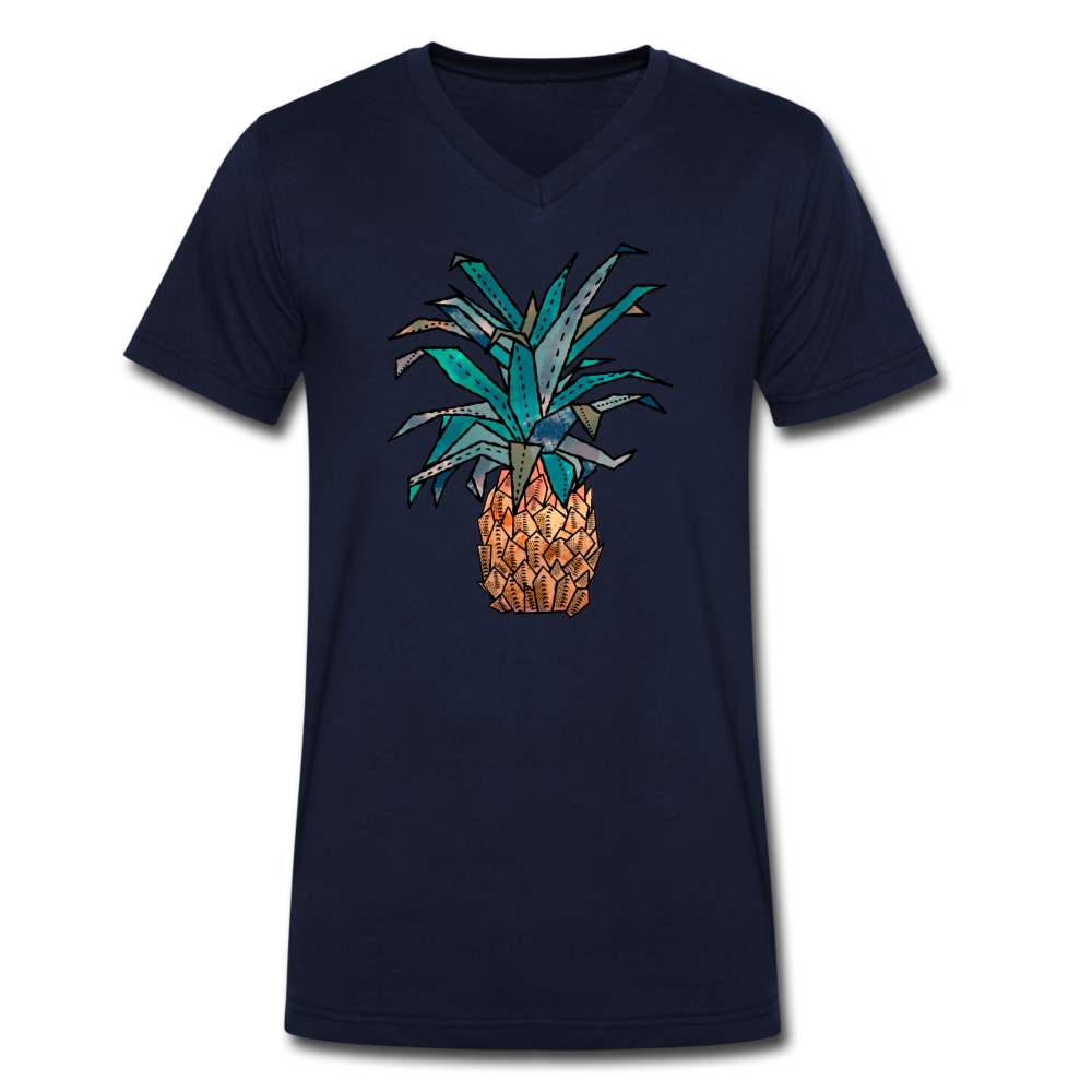 Männer Bio-T-Shirt mit V-Ausschnitt "Ananas Bronze" - Hinter dem Mond