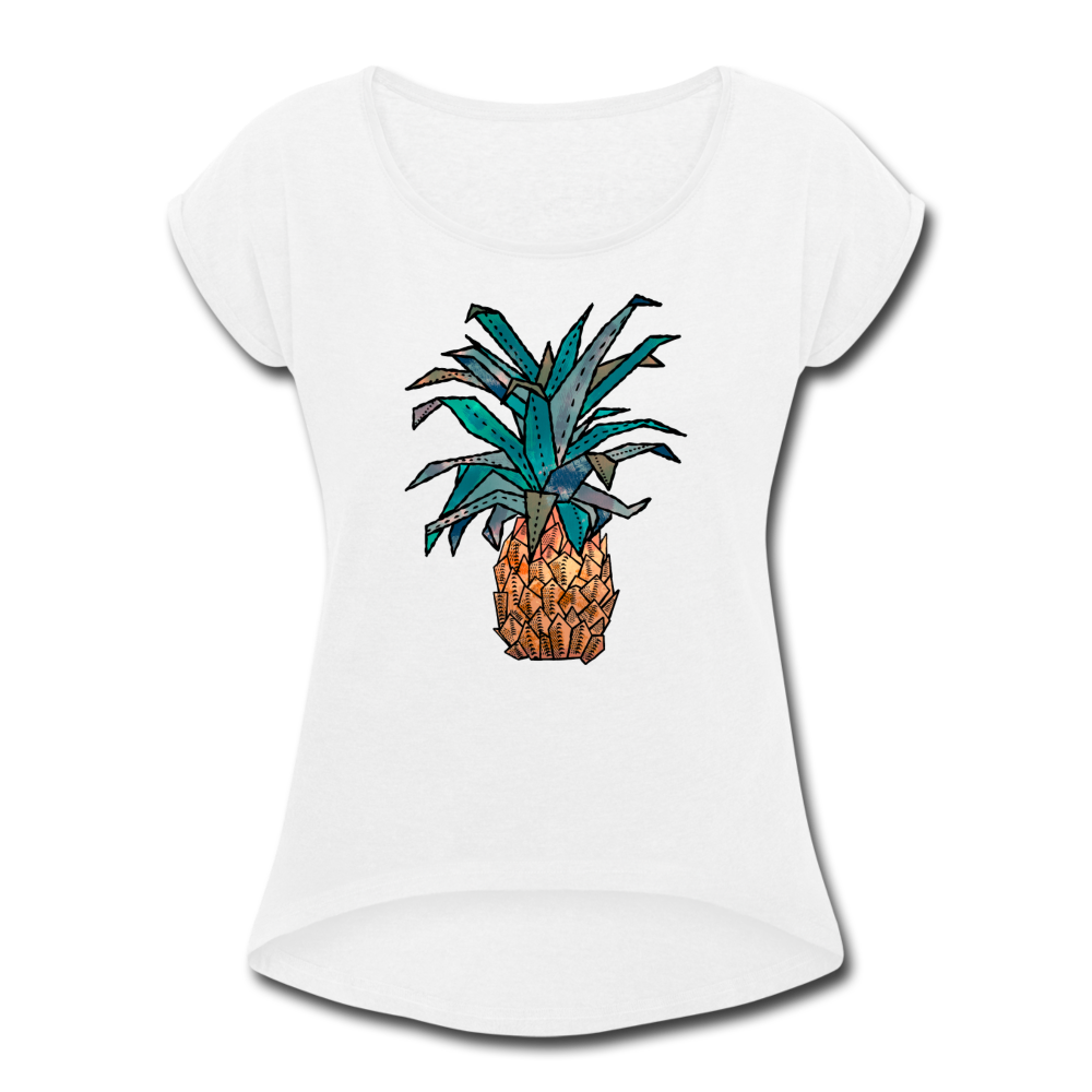 Frauen T-Shirt mit gerollten Ärmeln - "Ananas Bronze" - Hinter dem Mond