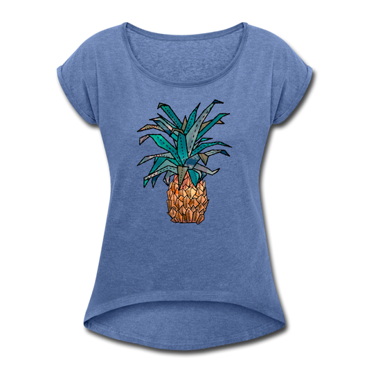 Frauen T-Shirt mit gerollten Ärmeln - "Ananas Bronze" - Hinter dem Mond