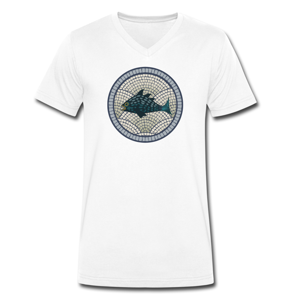 Männer Bio-T-Shirt mit V-Ausschnitt - "Meeresmosaik" - Hinter dem Mond