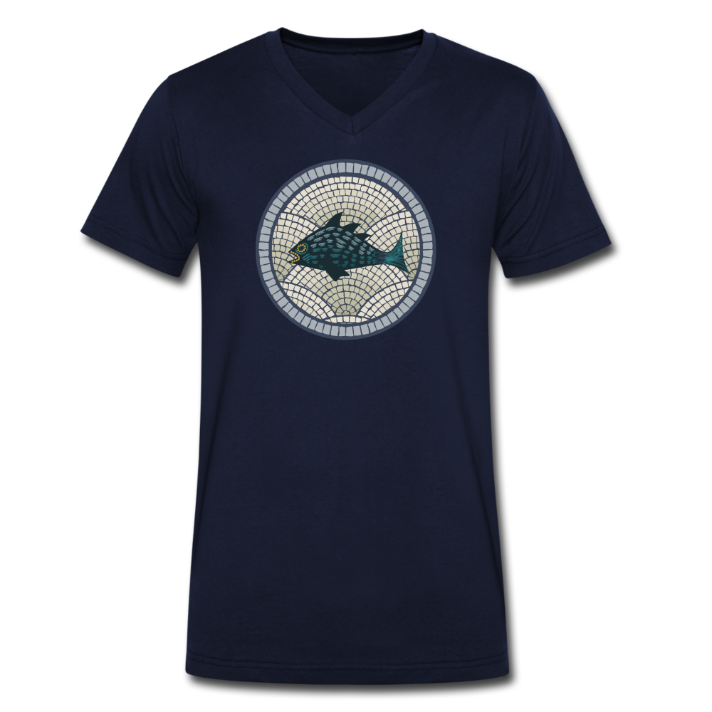 Männer Bio-T-Shirt mit V-Ausschnitt - "Meeresmosaik" - Hinter dem Mond