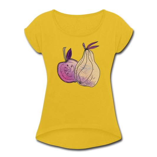 Frauen T-Shirt mit gerollten Ärmeln - "Herbstliche Früchte" - Hinter dem Mond
