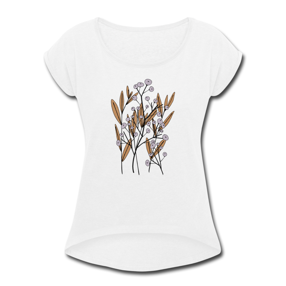 Frauen T-Shirt mit gerollten Ärmeln - "Hygge Herbstgras" - Hinter dem Mond